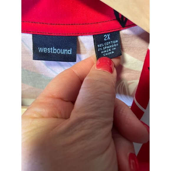 Westbound Red Tropical Floral Buttoned Jacket Sz 2X - Picture 6 of 7